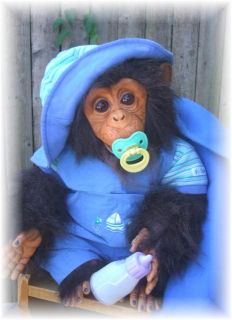 Custom OOAK Reborn Baby Chimp Chimpanzee Monkey Doll You Choose Boy or 