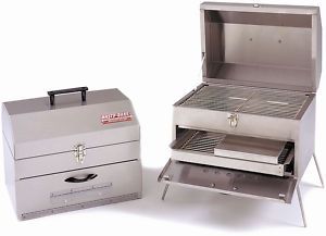 HASTY BAKE 369 PORTABLE STAINLESS STEEL CHARCOAL GRILL   NEW