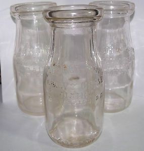 Chestnut Farms Chevy Chase Dairy Half Pint Glass Milk Bottle Lot of 3 