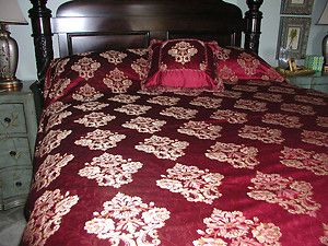 Waterford Charlemont QN Duvet 415 New Ruby Red Gold Damask Cover