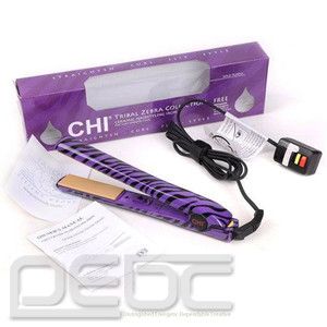 Chi 1 Bold Purple Tribal Zebra Ceramic Flat Iron Hair Straightener 