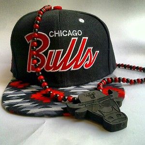 Chicago Bulls Snapback Hat Cap Navajo Brim and Bulls Good Wood NYC Lot 