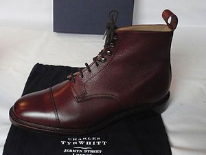 Charles Tyrwhitt Conker Brown Grain Leather Cap Toe Boots UK 9 F ALL 