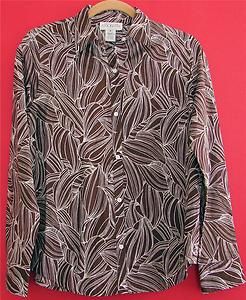 Jones New York Country Chocolate Brown Cotton Shirt Top Womans S 