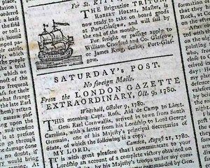   War Newspaper Battle of Camden SC Charles Lord Cornwallis