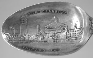 Antique Fort Dearborn Chicago IL Sterling Silver Spoon