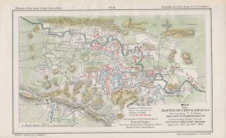 Chickamauga 1863 Civil War Battlefield Map Georgia Tennessee Hand 