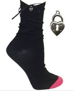 New Betsey Johnson Socks Pink Charming Crew Socks 1 Pair Ruched Heart 