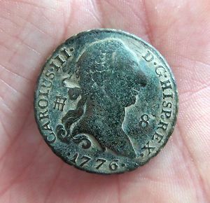   1776 PIRATE COB SPANISH 8 Maravedis Colonial Coin CHARLES III segovia