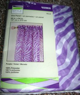Style Selections Kids Window Curtain Drape Panel Purple Zebra Stripe 