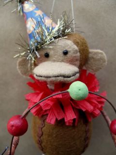 Folk Art Circus Monkey Christmas Ornament Kit Pattern