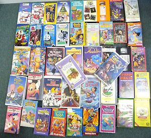 HUGE Lot 45 Kids Childrens Videos VHS Movies Disney Scooby Barney 