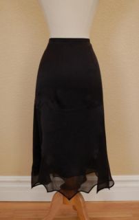 ETRO Milano Skirt Black 100 Silk Sheer Overlay Below Knee Sz 46 US 10 