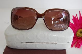 New~ Coach Christina Brown & Gold Signature C Sunglasses S618 w/ Case 