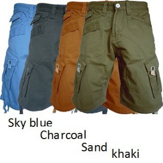 Mens Chino Twill Combat Zico Summer Shorts Blue Charcoal Sand Khaki 