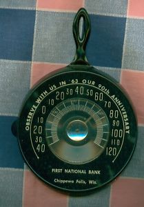 CHIPPEWA Falls Wis First National Bank 1963 Thermometer