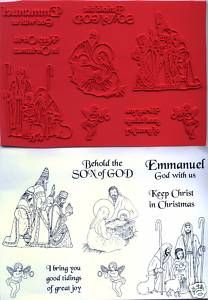   unmounted Religious Christmas rubber stamps Christmas Nativity Set
