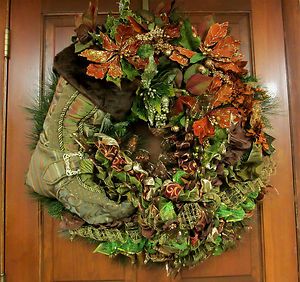 Victorian Wreath Christmas Elegance Silk Velvet Floral Lime Rust Sage 