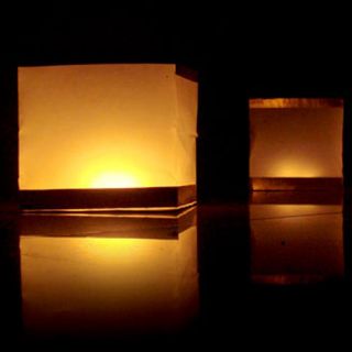 10 Square Floating Chinese Lanterns Wishing Water River Paper Candle 