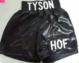 Iron Mike Tyson Autographed/Signed Black Boxing Trunks PSA/DNA