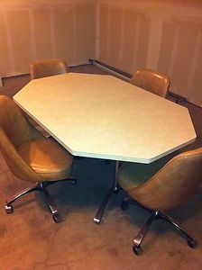   Chromcraft Style Dinette Dining Set Formica Table Vinyl Kitchen Chairs