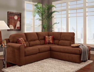 Casual Chocolate Brown Microfiber Sectional Sofa w Chaise Couch 5358 