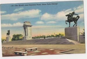 Linen Vintage 1947 Most Beautiful Plaza Grant Park Chicago Ill 