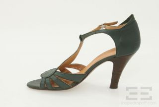 Chie Mihara Dark Green Leather Mary Jane Peep Toe Heels Size 41