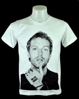Chris Martin Coldplay Britpop rock band White Tee T Shirt Size S