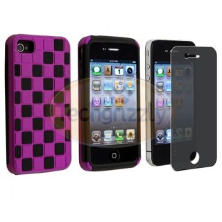 Purple Black Checker Hard Snap on Case Cover PRIVACY FILTER Film for 