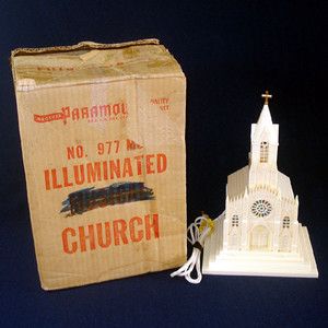 Paramount Raylite 1950 Lighted Christmas Church in Box