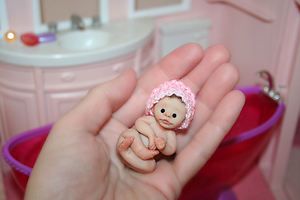   Polymer Clay Baby Doll Miniature Girl Sculpt by Sweet Cheeks