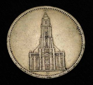 RARE Church 1935 А Germany 5 Silver Marks Coin Nazi Swastika Adolf 