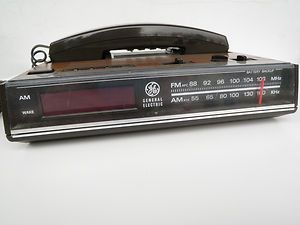 Vintage Digital Clock Radio Phone GE 80s Retro Alarm Corded Telephone 