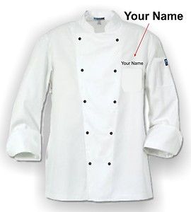 White Chef Coat Free Name Embroidered Black Buttons All Sizes Chef 
