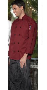 Chef Coats Burgundy Black Buttons Long Sleeves