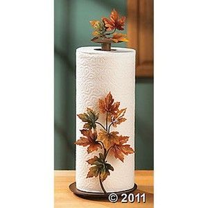 Maple Leaf Paper Towel Holder Decorative Metal Kitchen Accent New 