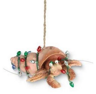   Coastal Holiday Hermit Crab with Lights Christmas Ornament
