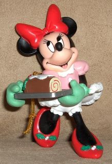 Disney Minnie Mouse Ornament Holding Christmas Fruit Cake