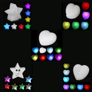 RGB LED Christmas Night Light Colorful Star Heart Shape