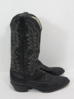 Vintage J. CHISHOLM Handmade Black Leather Cowboy Boots Mens Size 10.5 