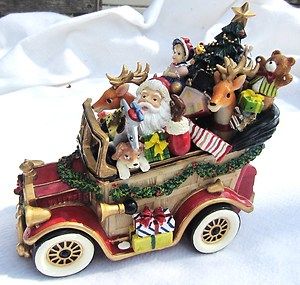   Floyd Ceramic Christmas Music Box Santa Mobile Seigh Music Box
