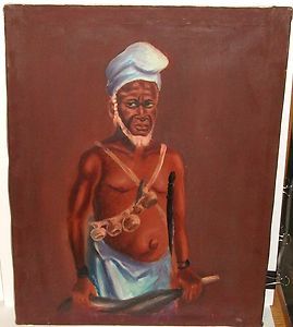 CHRISTO BLACK AFRICAN MAN OIL ON CANVAS PAINTING
