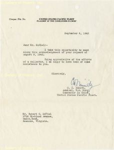 Chester w Nimitz Typed Letter Signed 09 06 1942