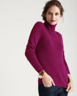 Christopher Fischer New Purple Cashmere Ribbed Trim Turtleneck Sweater