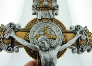  25 Saint St Benedict Exorcism Crucifix Cross Silver Gold Ornate