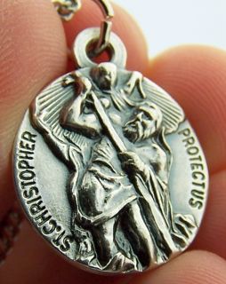 Mens Womens St Saint Christopher 3 4 Hand Crafted Silver Pendant