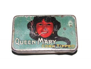 RARE 1920s Small Size Queen Mary Cigarettes Litho Tin Box