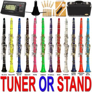 24 Colors B Flat BB Clarinet Lazarro Free Stand or Tuner 12 Reeds Case