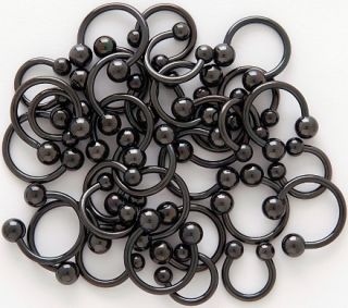 30pc Black Titanium Anodized Circular Barbells Wholesale Body Jewelry